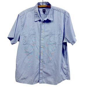 Gap Blue Cotton Short Sleeve Button Up Double Pocket Shirt Mens XL